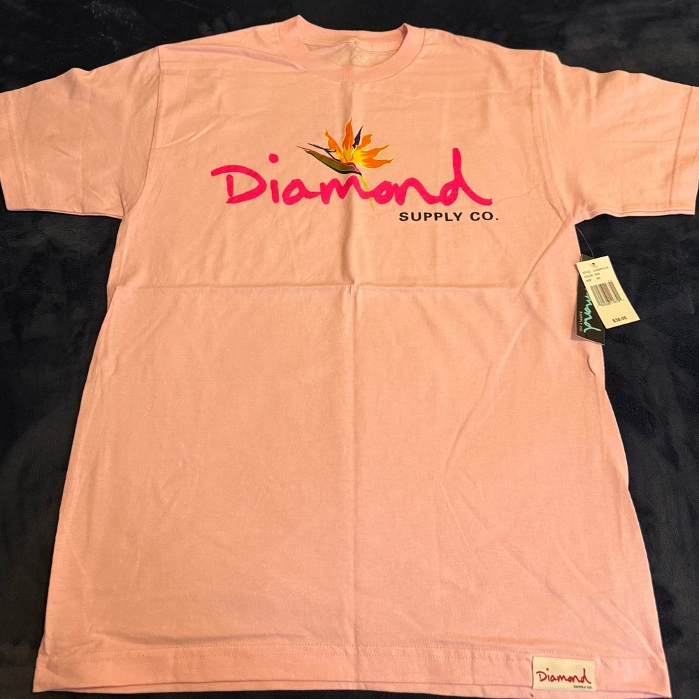 Diamond Supply Co. Light Pink Tee with Bold Logo